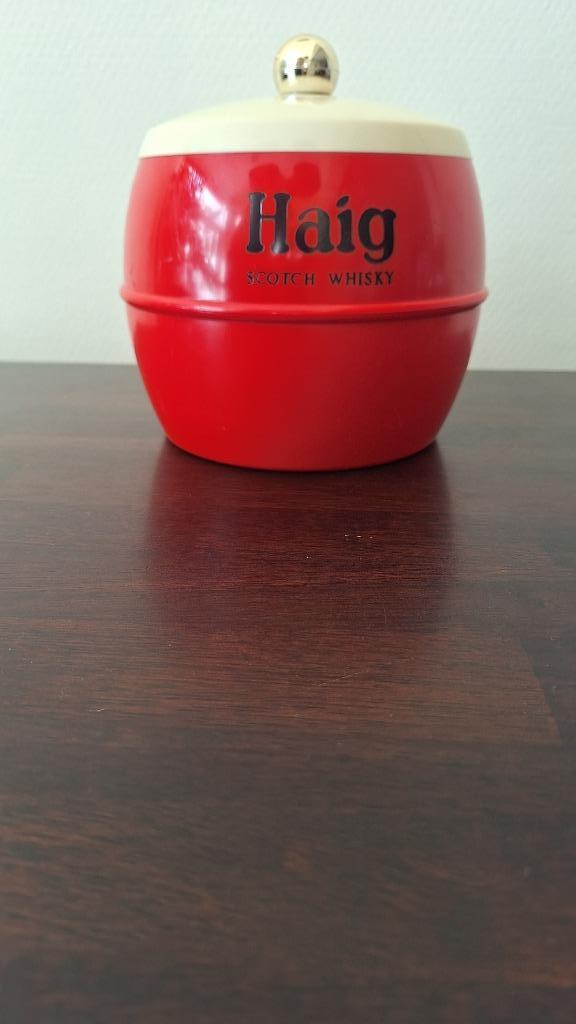 HAIG whisky ijsemmer bijhorend deksel vintage rood Schotland, Antiquités & Art, Curiosités & Brocante, Enlèvement ou Envoi