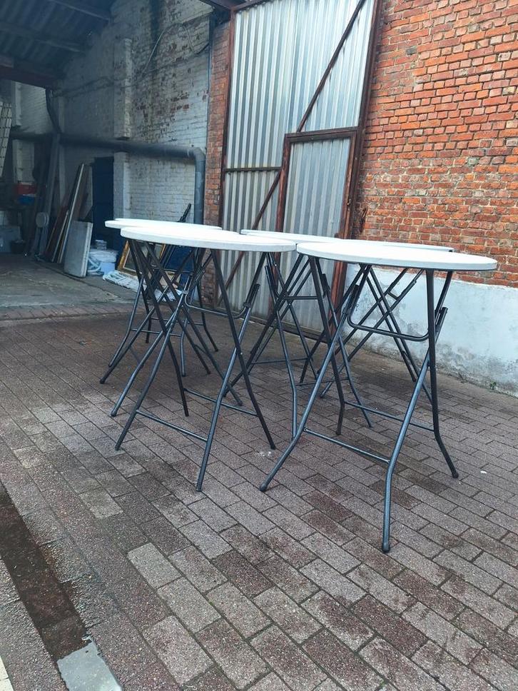 Te koop: 7 statafels + 4 bijhorende barkrukken, Huis en Inrichting, Tafels | Statafels, Gebruikt, Ophalen