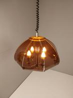 Vintage Space Age Hanglamp in Rookbruin Acryl, Huis en Inrichting, Ophalen of Verzenden, Gebruikt, Metaal, Vintage