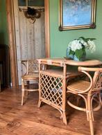 Retro vintage bamboe rieten rotan tafel stoel bistroset, Tuin en Terras, Ophalen of Verzenden