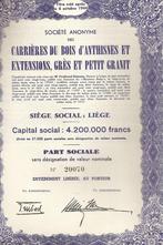Carrières du Bois d'Anthisnes etExtensions, grès et Petit Gr, Timbres & Monnaies, 1920 à 1950, Action, Enlèvement ou Envoi
