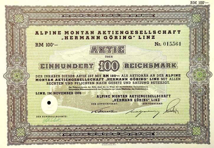 Alpine Montan AG "Hermann Göring" 1939, Verzamelen, Militaria | Tweede Wereldoorlog, Ophalen of Verzenden