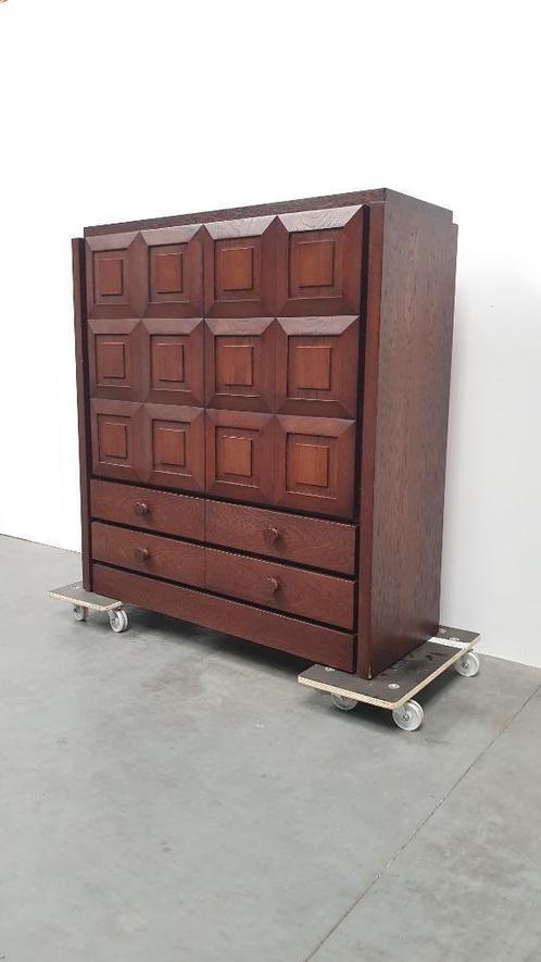 Brutalist vintage De Coene style barkast, Antiek en Kunst, Antiek | Meubels | Kasten, Ophalen