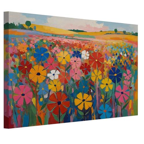 Toile colorée en forme de champ de fleurs 60 x 40 cm - 18 mm, Maison & Meubles, Accessoires pour la Maison | Peintures, Dessins & Photos