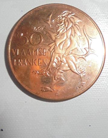 bronzen penning(medaille) 50 Vlaamse Franken 1986 beschikbaar voor biedingen