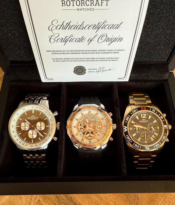“THE THREE” HORLOGEBOX VAN ROTORCRAFT TWV1487€! 💯%NIEUW!, Handtassen en Accessoires, Horloges | Heren, Nieuw, Polshorloge, Ophalen of Verzenden