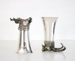 Pair Of Zoomorphic Hunting Timpani - jachtkelk, Antiek en Kunst, Ophalen of Verzenden, Zilver