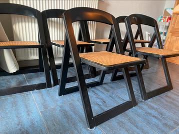 Set van 6 vintage design klapstoelen met rotan, Ophalen, Riet of Rotan, Vintage design, Zwart