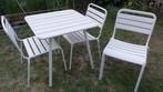 Tuintafel met stoelen in wit metaal, Jardin & Terrasse, Tables de jardin, Enlèvement, Utilisé, Carré, Métal