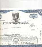 LTV Électrosystèmes, Inc., Certificat d'action, Enlèvement ou Envoi, 1950 à 1970