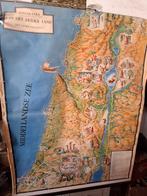 Oude wandkaart Beeldkaart Heilig Land op doek, Ophalen, Gebruikt