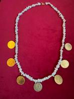 Parelketting met munten van 10 stuks in 21,6 k goud, Ophalen, Zo goed als nieuw, Goud, Goud