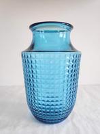 blauwe glazen vaas, Minder dan 50 cm, Glas, Blauw, Ophalen of Verzenden