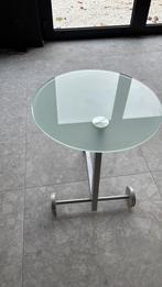 Glazen bijzettafel 50 cm diameter, Huis en Inrichting, Tafels | Bijzettafels, Minder dan 55 cm, Gebruikt, Rond, Glas