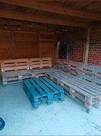 Palleten loungeset EXCLUSIEF zitkussens - moet dringend weg!, Ophalen, Loungeset, Bank, Hout