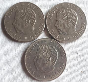 3 x ZWEDEN : 1 KRONE 1968 en 2 x1973 KM 826a beschikbaar voor biedingen