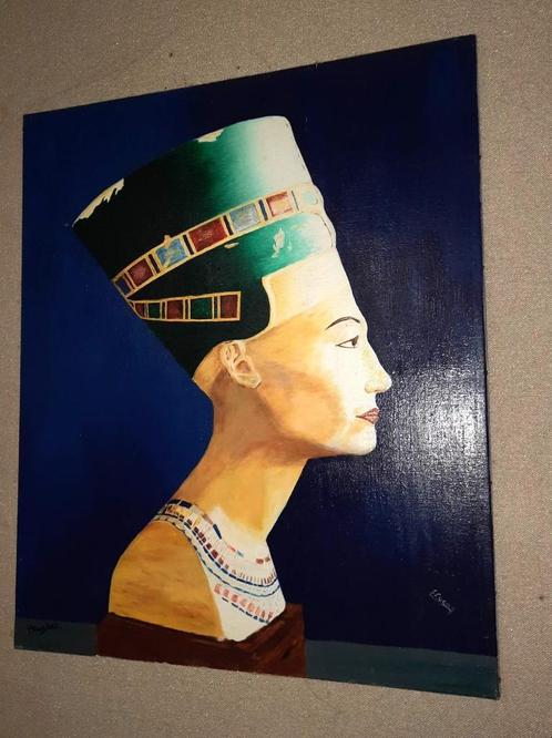 Mooie olieverf schilderij op doek van (Koningin Nefertiti), Antiquités & Art, Art | Peinture | Moderne, Enlèvement ou Envoi