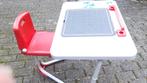 Kleuter kinderbureautje met bord als nieuw wit rood, Overige typen, Gebruikt, Lessenaar, stoel, rugleuning., Ophalen