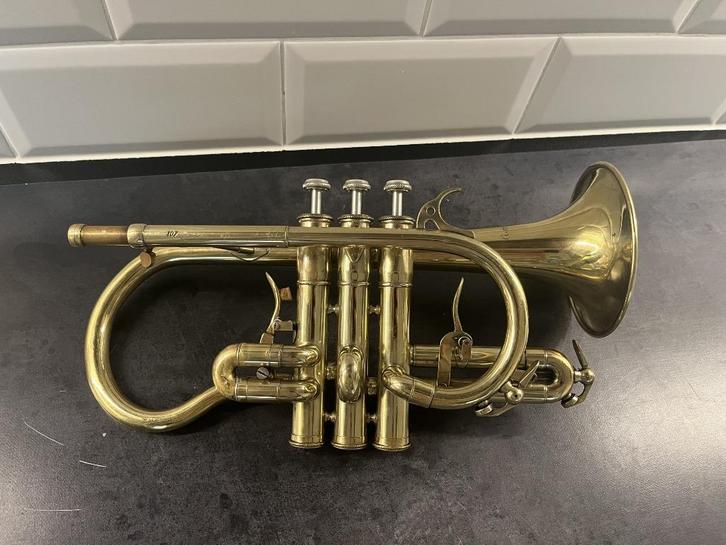 Eb soprano cornet Selmer, Muziek en Instrumenten, Blaasinstrumenten | Overige, Gebruikt, Koperblazer, Met koffer of draagtas, Ophalen