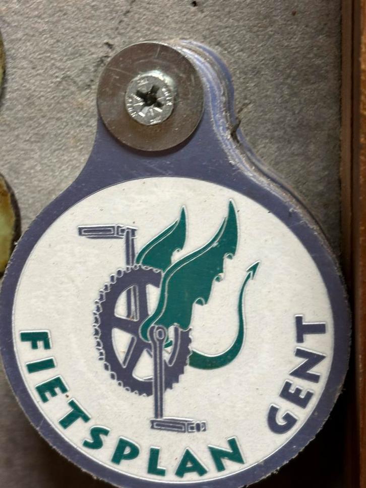 Fietsplaat fietsplan Gent plaque velo nummerplaat vintage, Antiek en Kunst, Curiosa en Brocante, Ophalen of Verzenden
