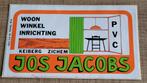 Oude sticker: Woon Winkel Inrichting Jos Jacobs - Zichem, Verzamelen, Ophalen of Verzenden, Gebruikt, Winkel of Supermarkt