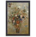 Nature morte aux fleurs - Toile Odilon Redon + cadre à pâtis, 75 à 100 cm, Envoi, Création originale, 50 à 75 cm