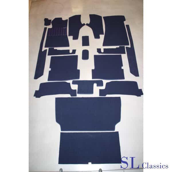 Tapijt set 18-delig blauw Mercedes-Benz SL, W107 - R107, Auto-onderdelen, Interieur en Bekleding, Mercedes-Benz, Nieuw, Ophalen of Verzenden