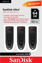 3 Pièces Clé USB SanDisk 64 Go USB3.2 3-Pack USB 64 Go 3Pack, SanDisk, 64 GB, Envoi, Neuf
