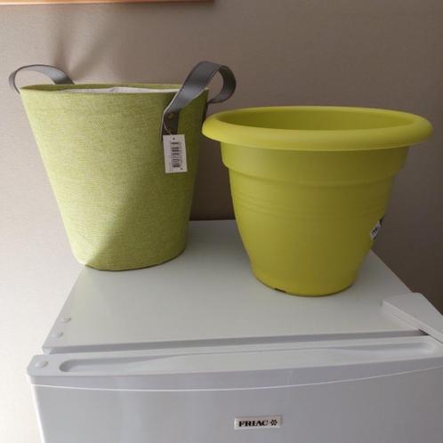 Bloempot plus cache-pot, Tuin en Terras, Bloempotten, Nieuw, Overige materialen, Binnen, Minder dan 40 cm, Minder dan 25 cm, Rond