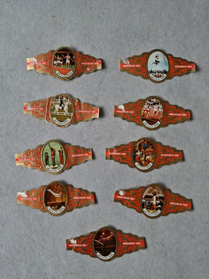 sigarenbanden Nederlandsche Munt Olym. Spelen Mexico 1968, Verzamelen, Rookartikelen, Aanstekers en Luciferdoosjes, Sigarenbandjes