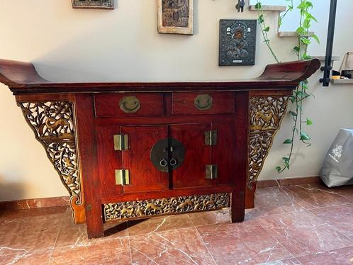 antieke Chinese kast. Rood gelakt 19de Eeuw, Antiek en Kunst, Antiek | Meubels | Kasten, Ophalen