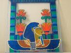 Curiosa glas in lood van plexiglas Egypte 36x40cm Cleopatra?, Ophalen of Verzenden