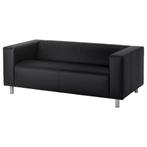 Zwarte lederen zetel KLIPPAN (Ikea), Ophalen, Zo goed als nieuw, Driepersoons, Leer