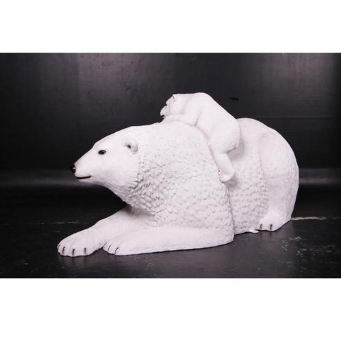 Polar Bear beeld met jong – IJsbeer Hoogte 190 cm, Verzamelen, Dierenverzamelingen, Nieuw, Ophalen of Verzenden
