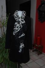 Lange zwarte wolmix jas met riem T38 TBon, Mar Collection Women, Gedragen, Maat 38/40 (M), Ophalen of Verzenden