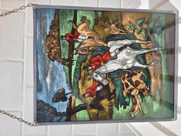Vintage schilderij op glas. beschikbaar voor biedingen