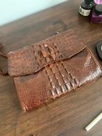 Vintage bruin krokodillenleren handtas alligator tas, Handtassen en Accessoires, Ophalen, Bruin, Handtas