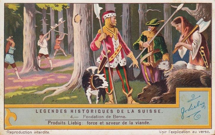 1931 - LIEBIG - Légendes historiques de la Suisse, Verzamelen, Foto's en Prenten, Zo goed als nieuw, Prent, Buitenland, Voor 1940