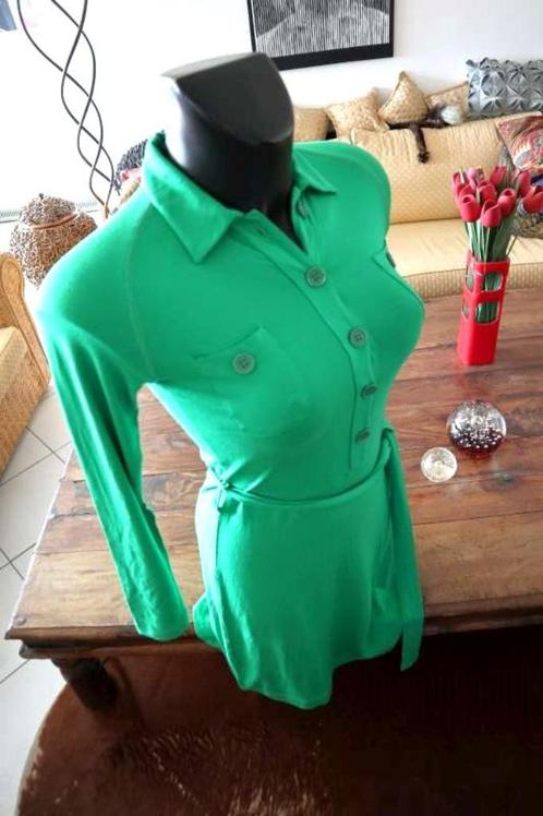 puur natuurlijk groen sfeervolle jurk, Kleding | Dames, Jurken, Zo goed als nieuw, Maat 42/44 (L), Groen, Onder de knie, Ophalen of Verzenden