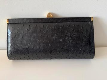 Authentieke Vintage Corbeau clutch in struisvogelleder beschikbaar voor biedingen