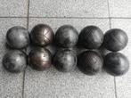 Petanque ballen, staal / ijzer 75mm 10st. 750 a 755 gr, Ophalen of Verzenden, Gebruikt, Bal