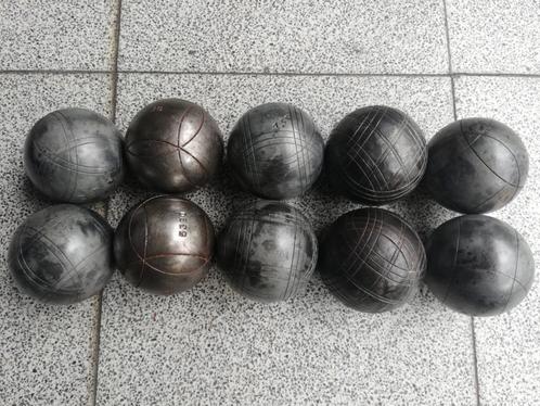 Petanque ballen, staal / ijzer 75mm 10st. 750 a 755 gr, Sport en Fitness, Bowlen, Gebruikt, Bal, Ophalen of Verzenden