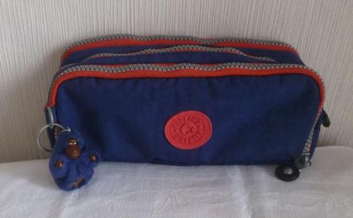 Kipling drievoudige pennenzak „gitroy” blauw en rood + aap, Diversen, Schoolbenodigdheden, Gebruikt, Ophalen of Verzenden