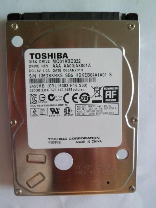 Harde Schijf Toshiba 320GB, 8MB Cache, 2.5Inch, 5400RPM, P, Computers en Software, Harde schijven, Zo goed als nieuw, Intern, HDD