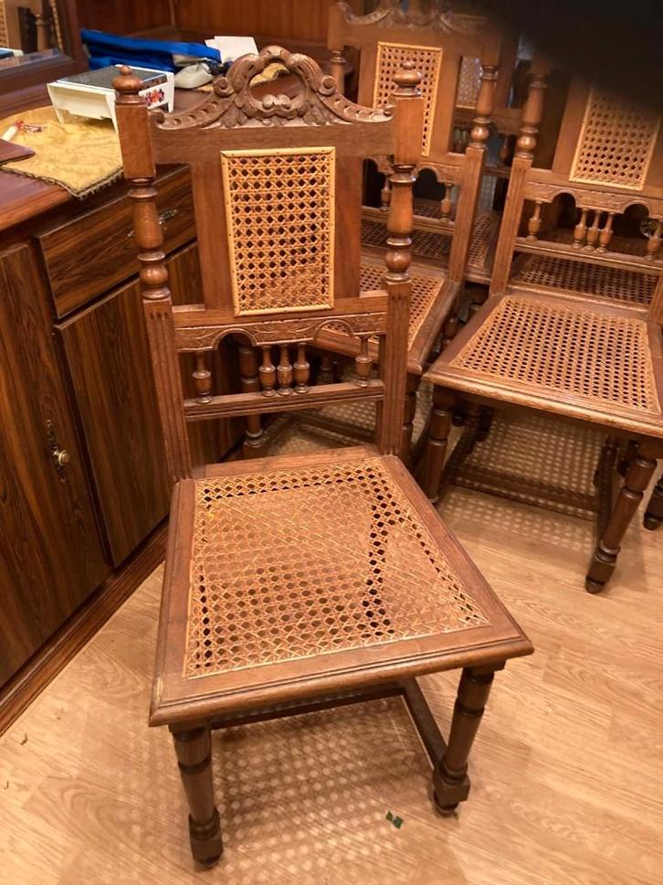 Antieke stoelen eik en riet, Antiek en Kunst, Antiek | Meubels | Stoelen en Sofa's, Ophalen