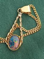 14K Gold Rollplated Necklace with Opal Triplet Pendant 40 cm, Overige voorstellingen, Nieuw, Ophalen of Verzenden, Met edelsteen