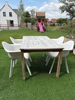Tuintafel met stoelen, Tuin en Terras, Ophalen, Gebruikt, Vierkant, Hout