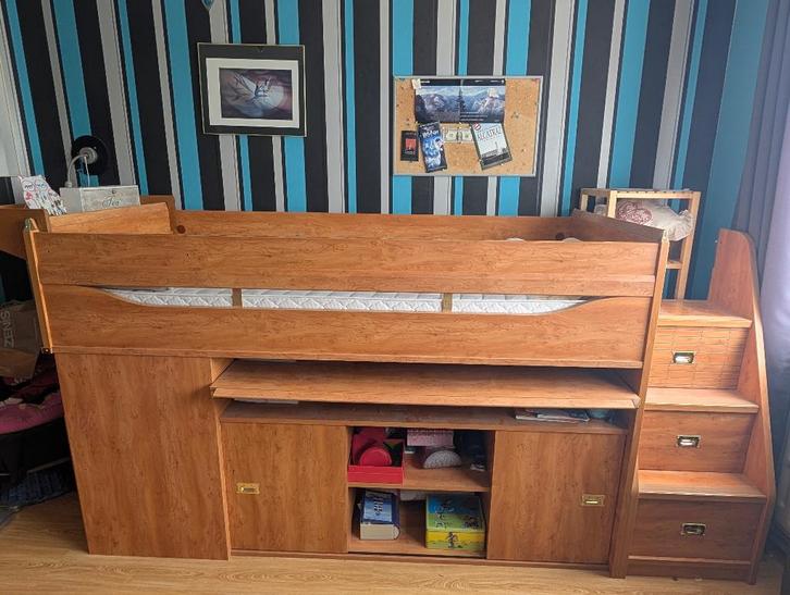 lit enfant semi-mezzanine Gautier Calypso, Maison & Meubles, Chambre à coucher | Lits superposés & Lits mezzanines, Comme neuf