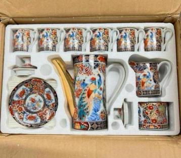 17 pcs Japans Servies Antiek IMARI theepot kop schotel pauw, Ophalen of Verzenden