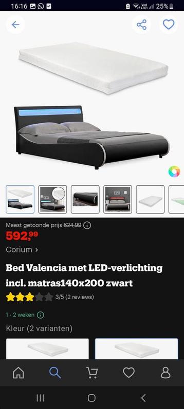 Bed Valencia, met LED-verlichting, 140cm x 200cm, incl. matr beschikbaar voor biedingen